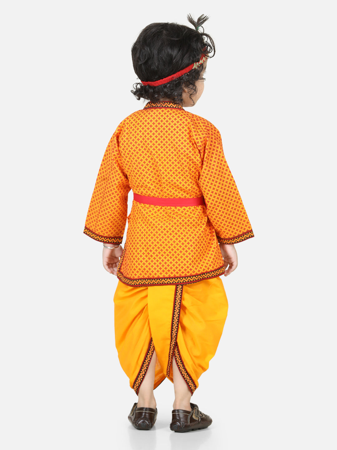 Cotton Dhoti Kurta Set for Kids - Yellow | BJ23KS15YWA | DesiQlo