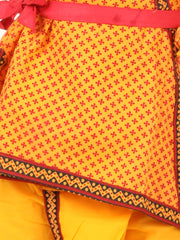 Cotton Dhoti Kurta Set for Kids - Yellow | BJ23KS15YWA