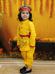Cotton Dhoti Kurta Set for Kids - Yellow | BJ24DK20YWA