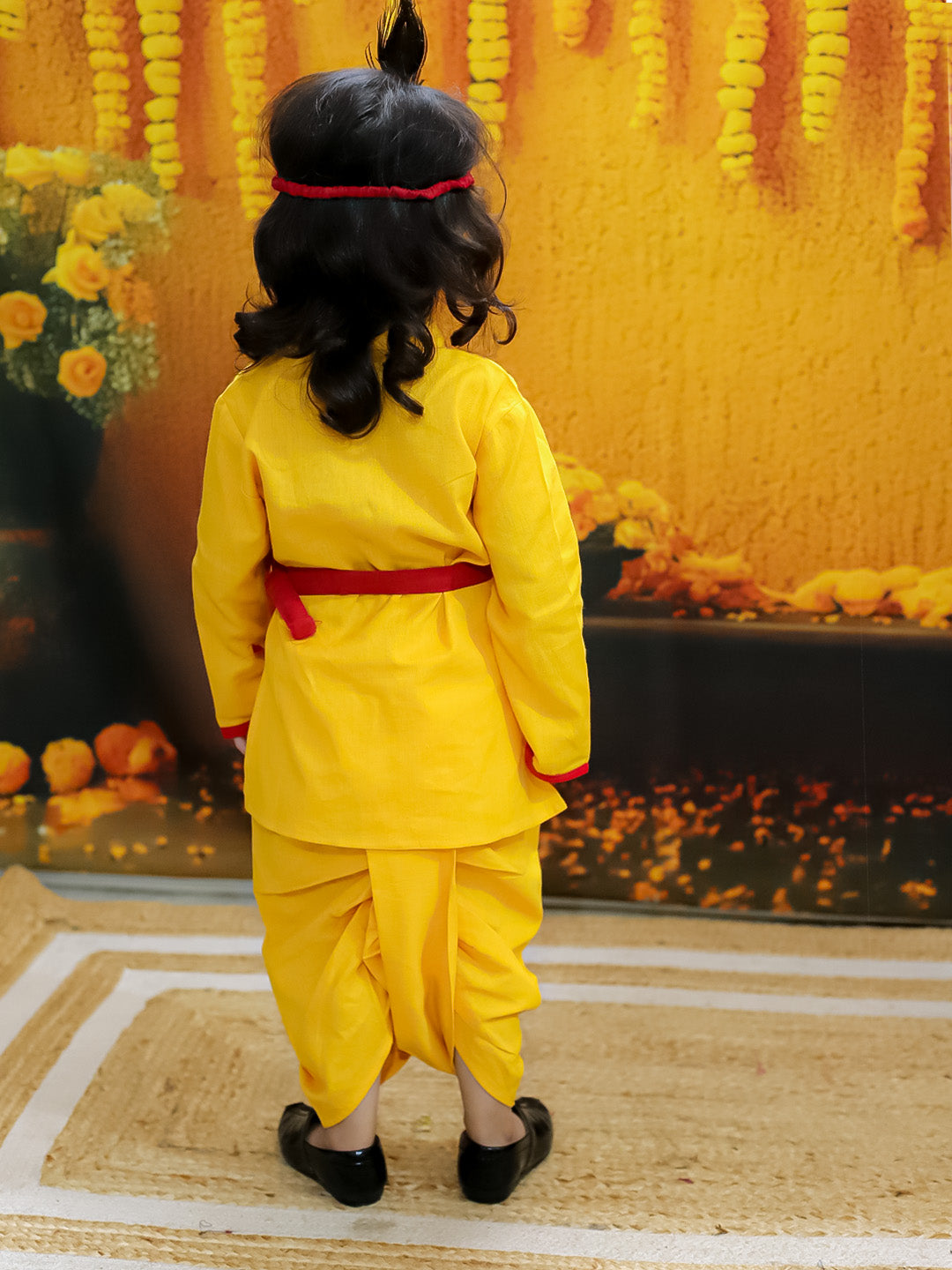 Cotton Dhoti Kurta Set for Kids - Yellow | BJ24DK20YWA | DesiQlo