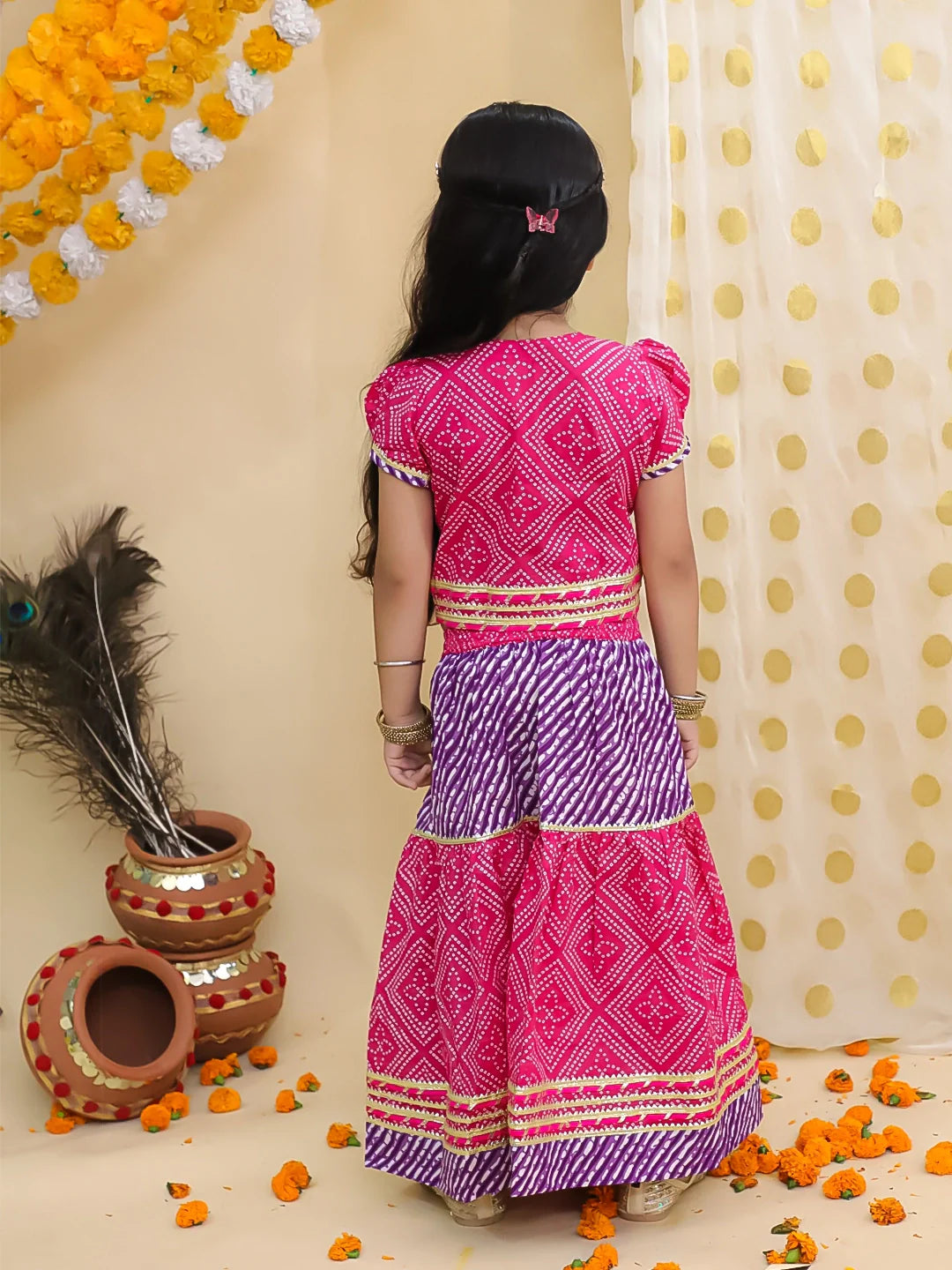 Lehenga Choli Set for Girls - Pink | BJ25LC02PIA | DesiQlo