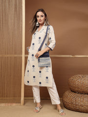 Stylum Women's Blue Geomatric Printed Cotton Straight Kurta (BLUEFLYING)