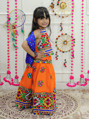 Cotton Lehenga Choli Set for Kids - Orange | BN23LC41ORA