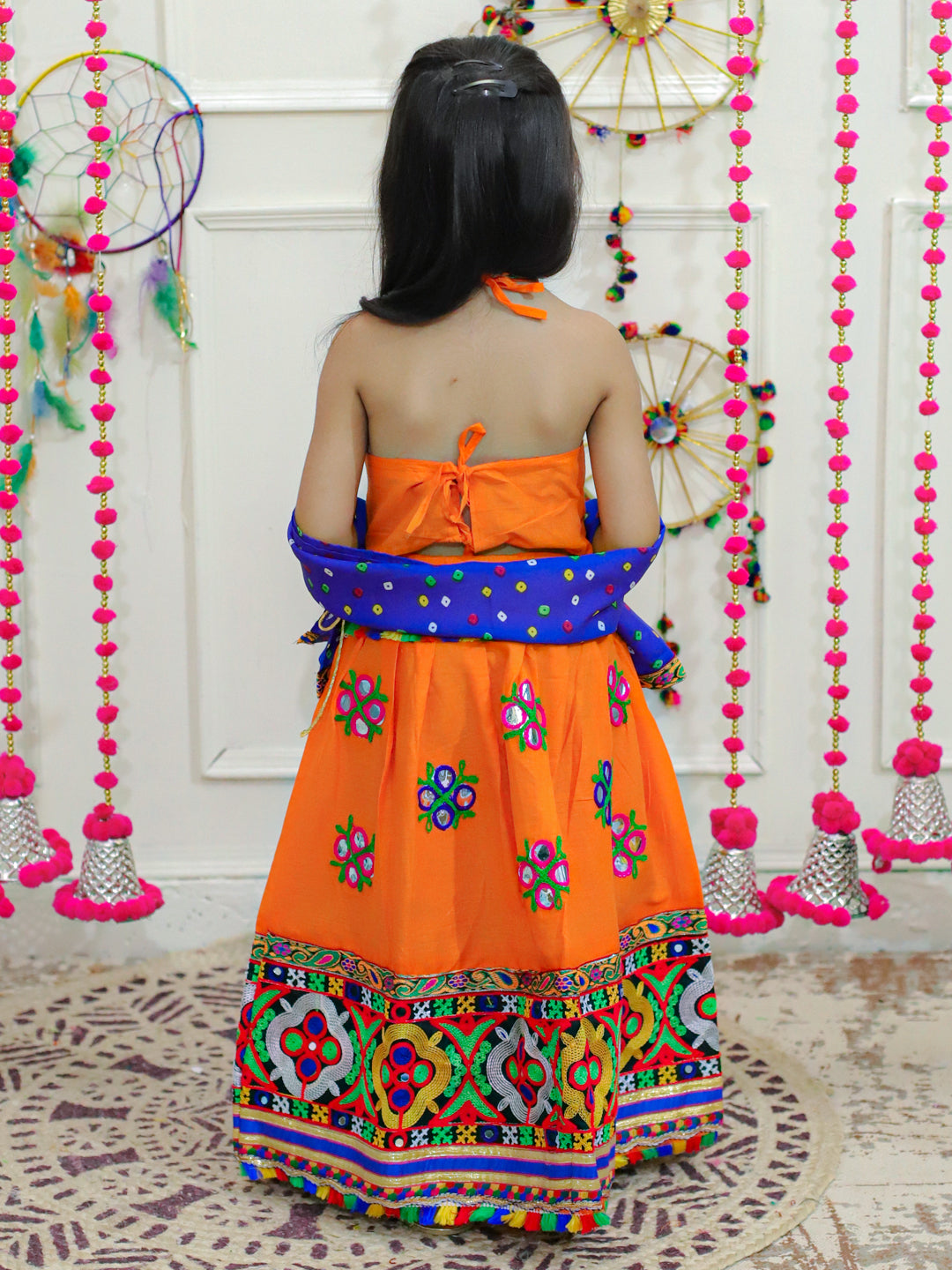 Cotton Lehenga Choli Set for Kids - Orange | BN23LC41ORA | DesiQlo