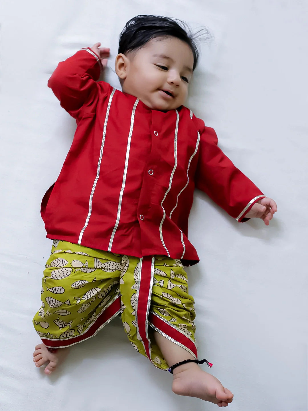 Dhoti Kurta Set for Boys - Red | BN24DK08RDA | DesiQlo