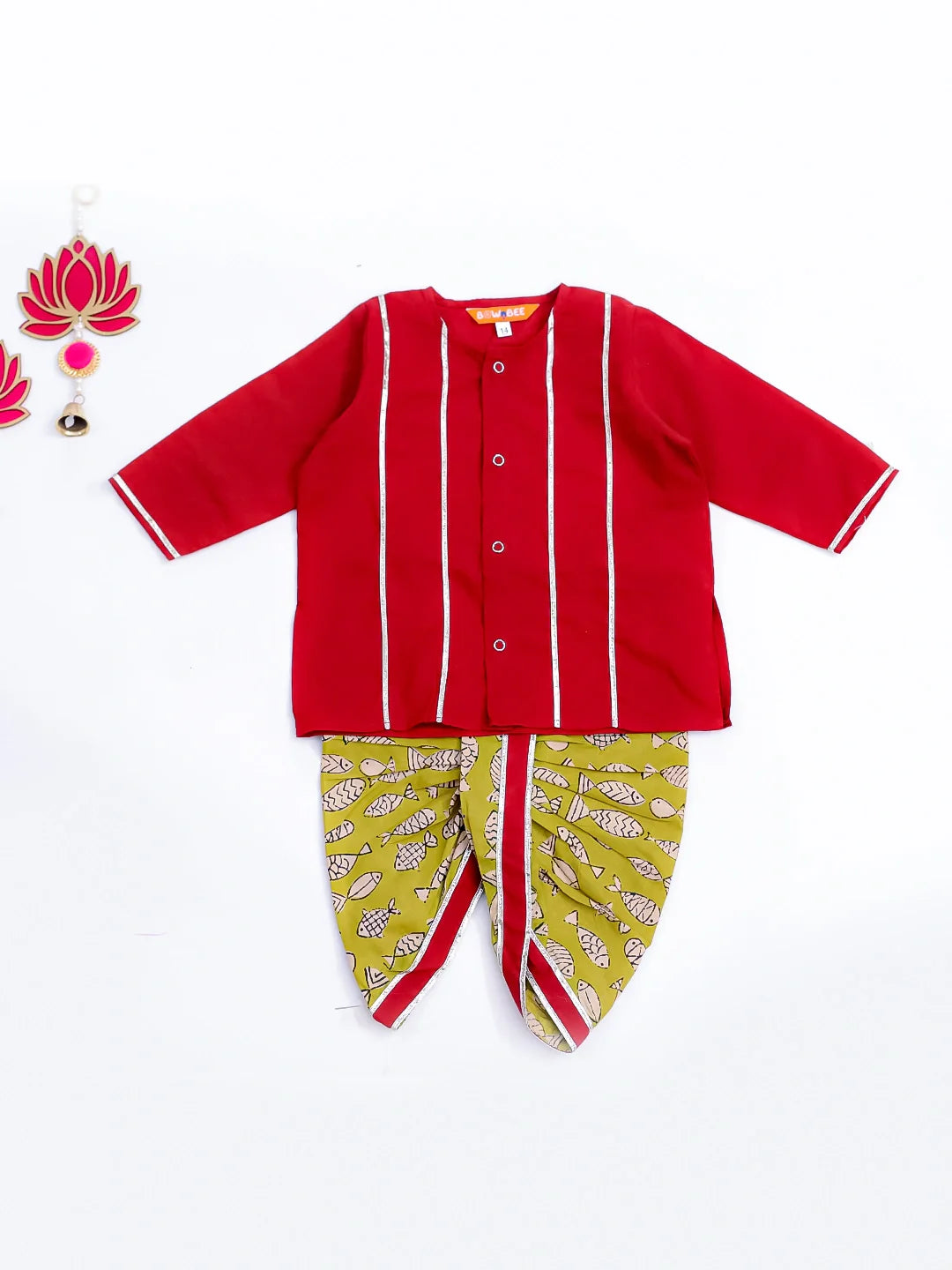 Dhoti Kurta Set for Boys - Red | BN24DK08RDA | DesiQlo