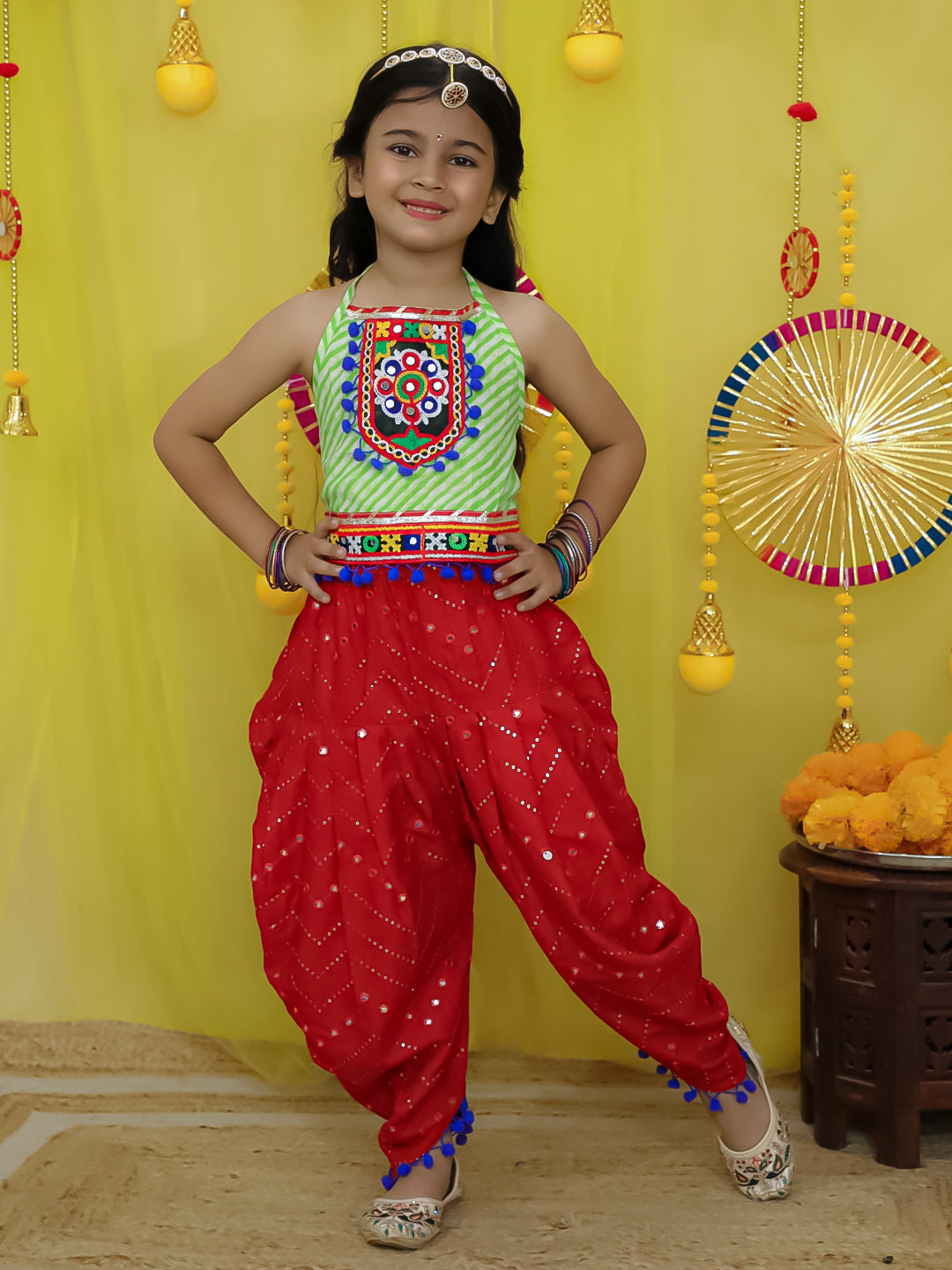 Indo Western Set for Girls - Green | BN25IW03GRA | DesiQlo