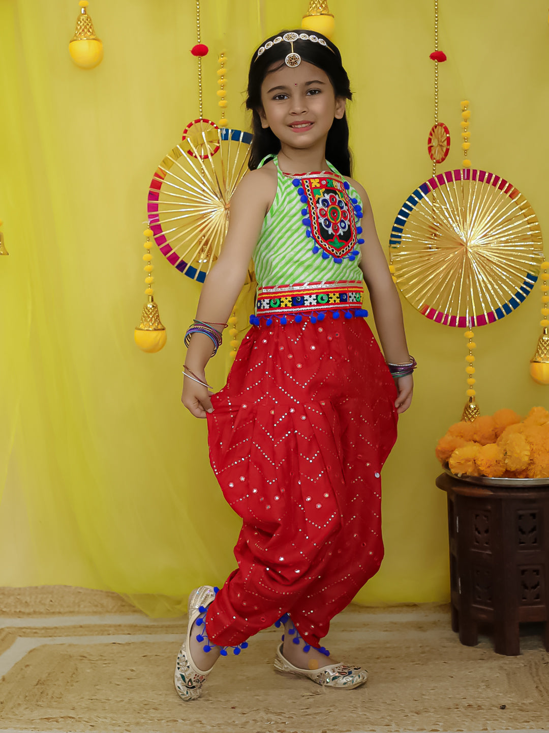 Indo Western Set for Girls - Green | BN25IW03GRA | DesiQlo