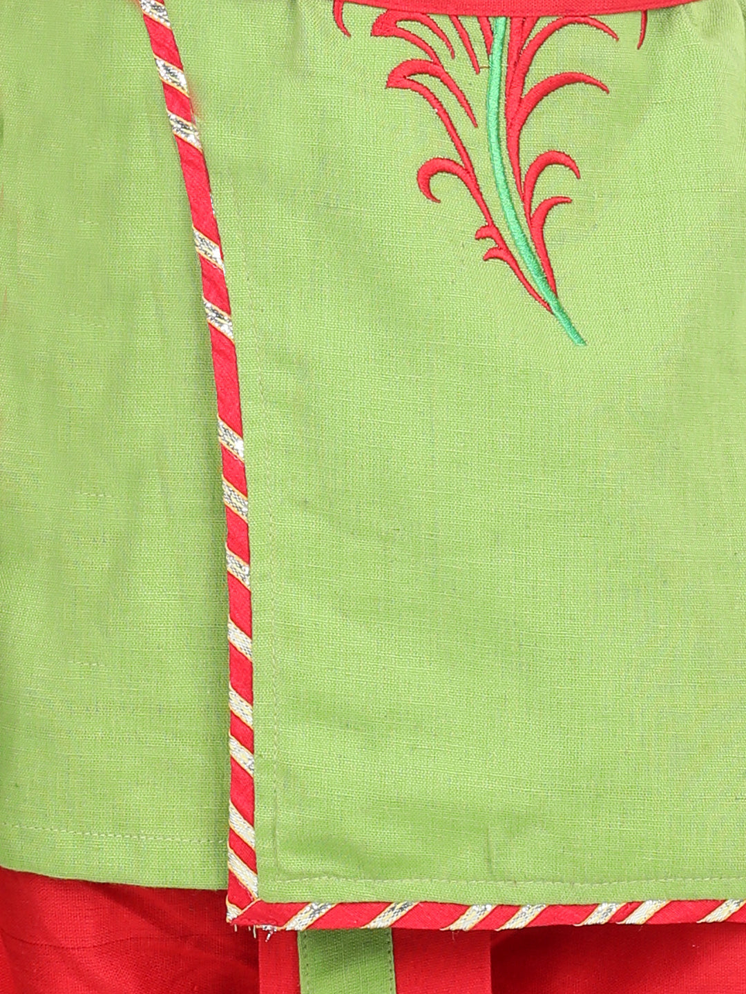 Cotton Flax Dhoti Kurta Set for Kids - Red | BR22DK42RDA | DesiQlo