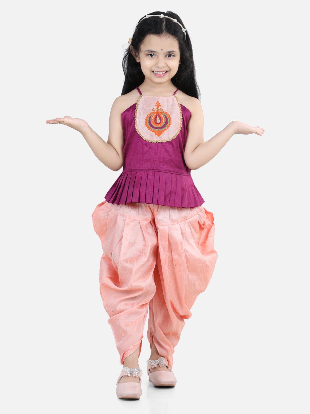 Silk Blend Ethnic Suit Set for Girls - Purple | BR22IW30PRA | DesiQlo