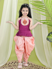Silk Blend Ethnic Suit Set for Girls - Purple | BR22IW30PRA