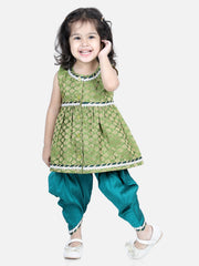 Jacquard Ethnic Suit Set for Kids - Green | BR22IW33GRA