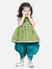 Jacquard Ethnic Suit Set for Kids - Green | BR22IW33GRA