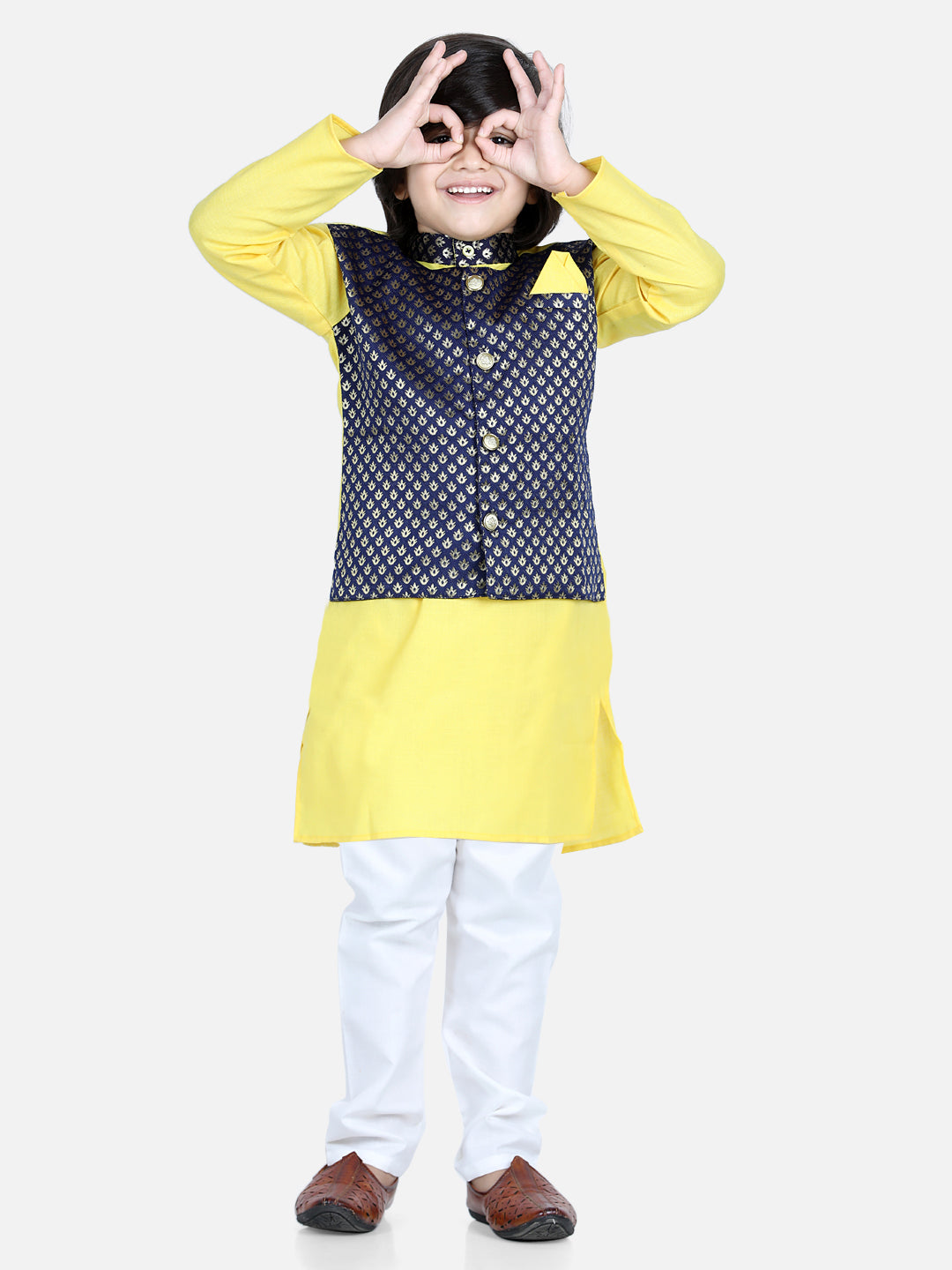 Cotton Kurta Pajama Set for Boys - 5-6 Y | BR22KP28YWB | DesiQlo