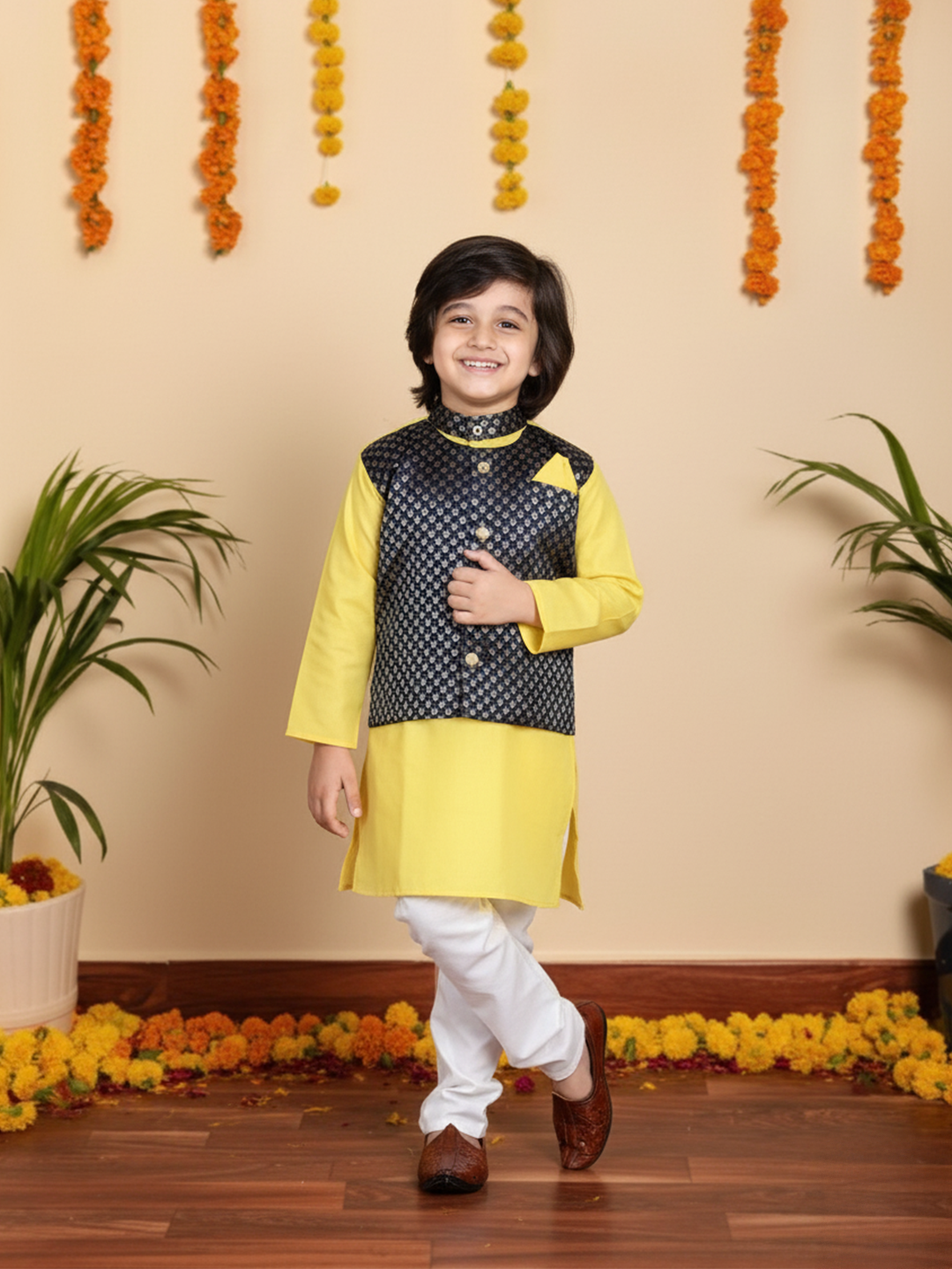 Cotton Kurta Pajama Set for Boys - 2-3 Y | BR22KP28YWB | DesiQlo