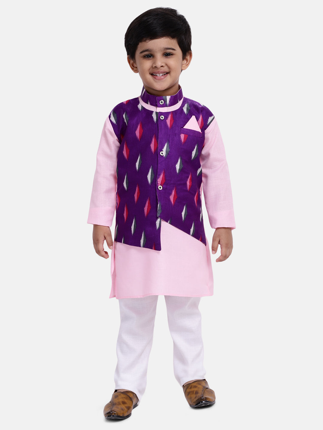 Cotton Kurta Pajama Set for Kids - Pink | BR22KP30PIB | DesiQlo