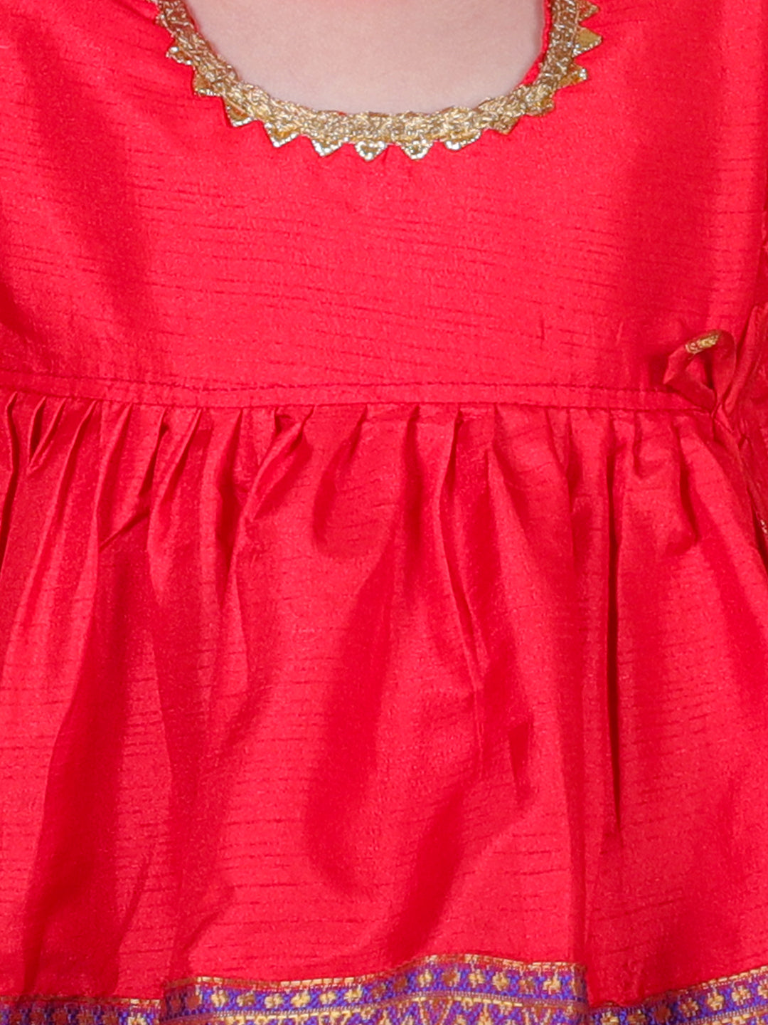 Silk Blend Lehenga Choli Set for Girls - Red | BR22LC36RDC | DesiQlo