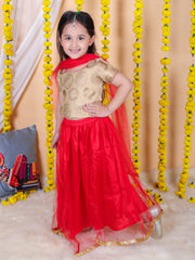 Jacquard Lehenga Choli Set for Girls - White | BR22LC41WHC