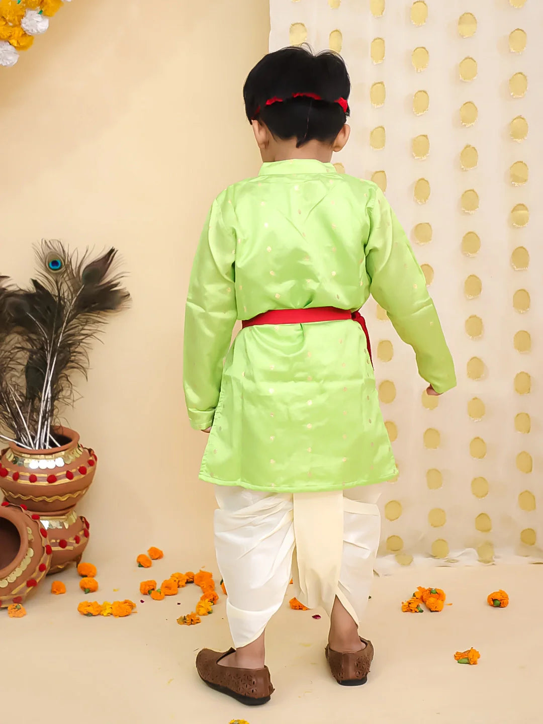 Dhoti Kurta Set for Boys - Green | BR23DK47GRC | DesiQlo