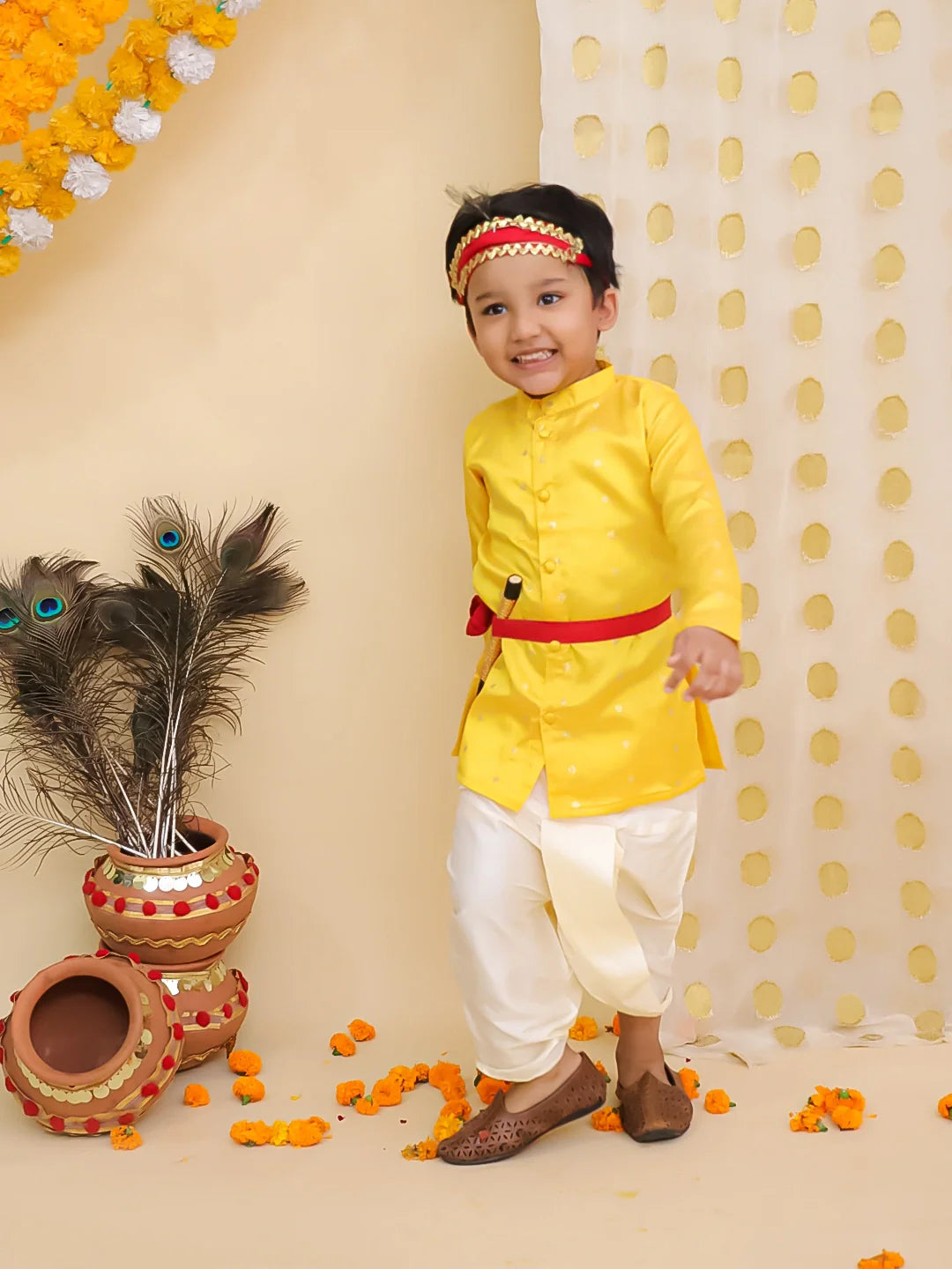 Dhoti Kurta Set for Boys - Yellow | BR23DK47YWC | DesiQlo