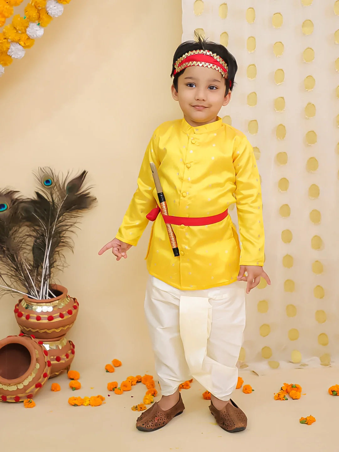 Dhoti Kurta Set for Boys - Yellow | BR23DK47YWC | DesiQlo