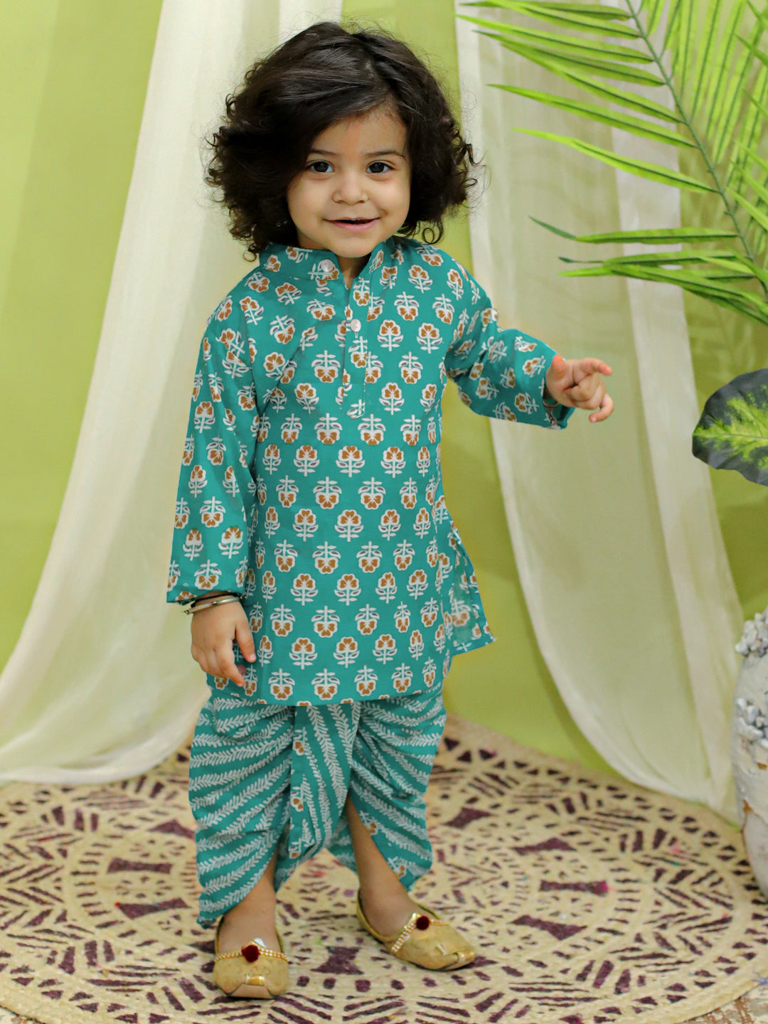 Cotton Dhoti Kurta Set for Boys - Blue | BR23DK50BLA