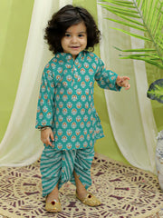 Cotton Dhoti Kurta Set for Boys - Blue | BR23DK50BLA