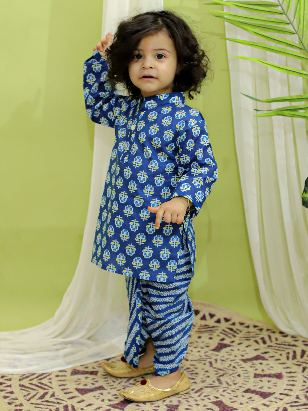 Cotton Dhoti Kurta Set for Boys - Indigo | BR23DK50INA | DesiQlo