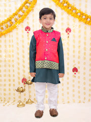 Cotton Kurta Pajama Set for Boys - Green | BR23KP52PIC