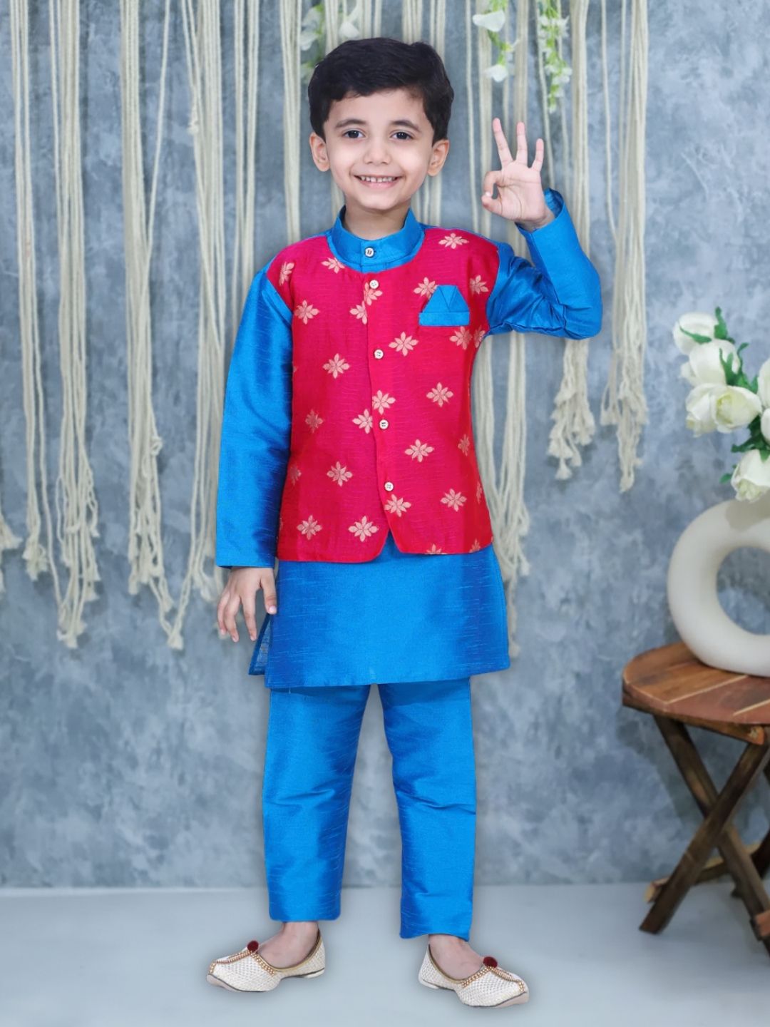 Kurta Pajama Set for Kids - Blue | BR23KP54BLB | DesiQlo