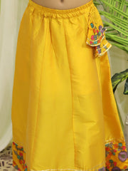 Chanderi Lehenga Choli Set for Girls - Yellow | BR23LC54YWB