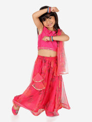 Chanderi Lehenga Choli Set for Girls - Pink | BR23LC56PIB