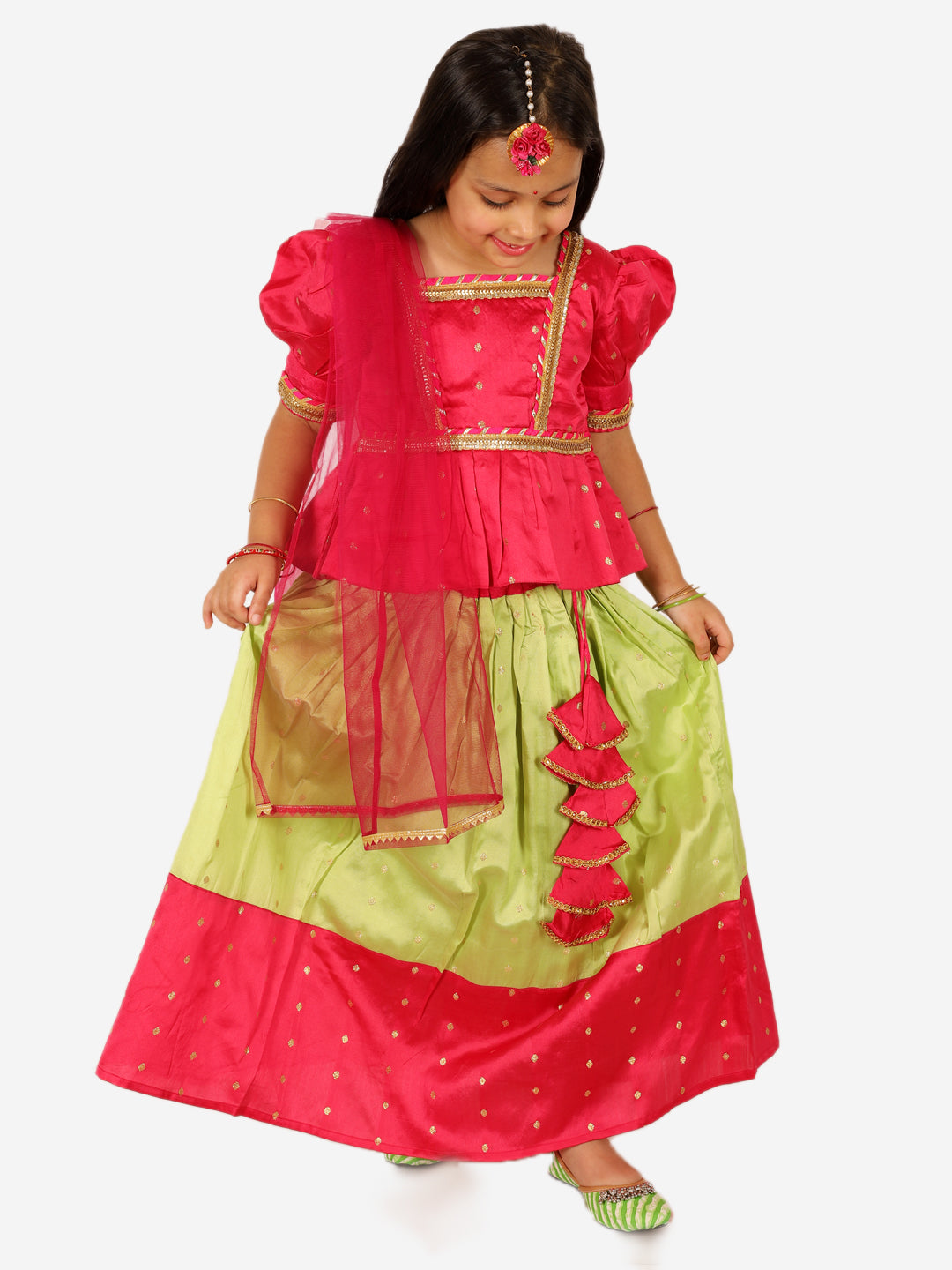 Lehenga Choli Set for Girls - Pink | BR23LC59PIB | DesiQlo