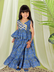 Pure Cotton Lehenga Choli Set for Girls - Blue | BR23LC62BLB