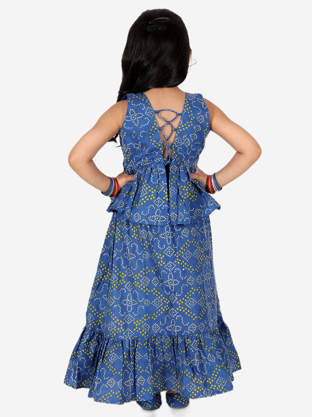 Pure Cotton Lehenga Choli Set for Girls - Blue | BR23LC62BLB | DesiQlo