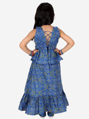 Pure Cotton Lehenga Choli Set for Girls - Blue | BR23LC62BLB