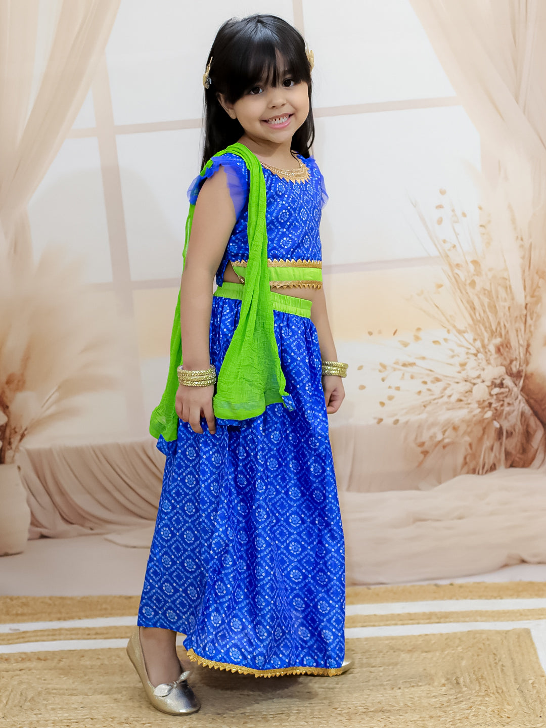 Lehenga Choli Set for Girls - Blue | BR23LC64BLB | DesiQlo