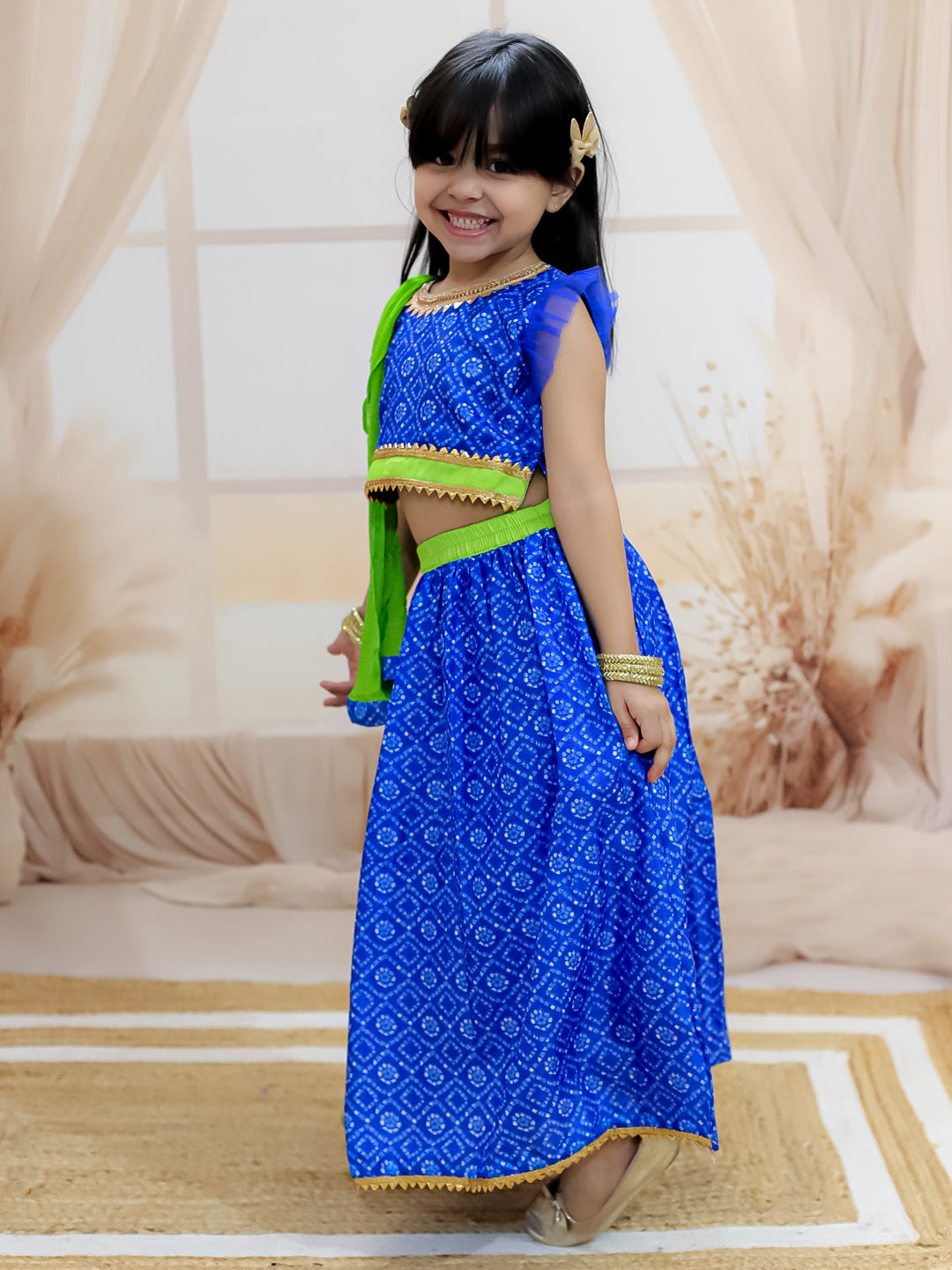 Lehenga Choli Set for Girls - Blue | BR23LC64BLB | DesiQlo