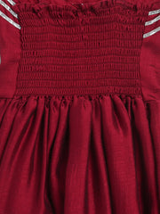 Tier Gown with Sequined Net Dupatta for Girls- Wine-BR24DR77WNB