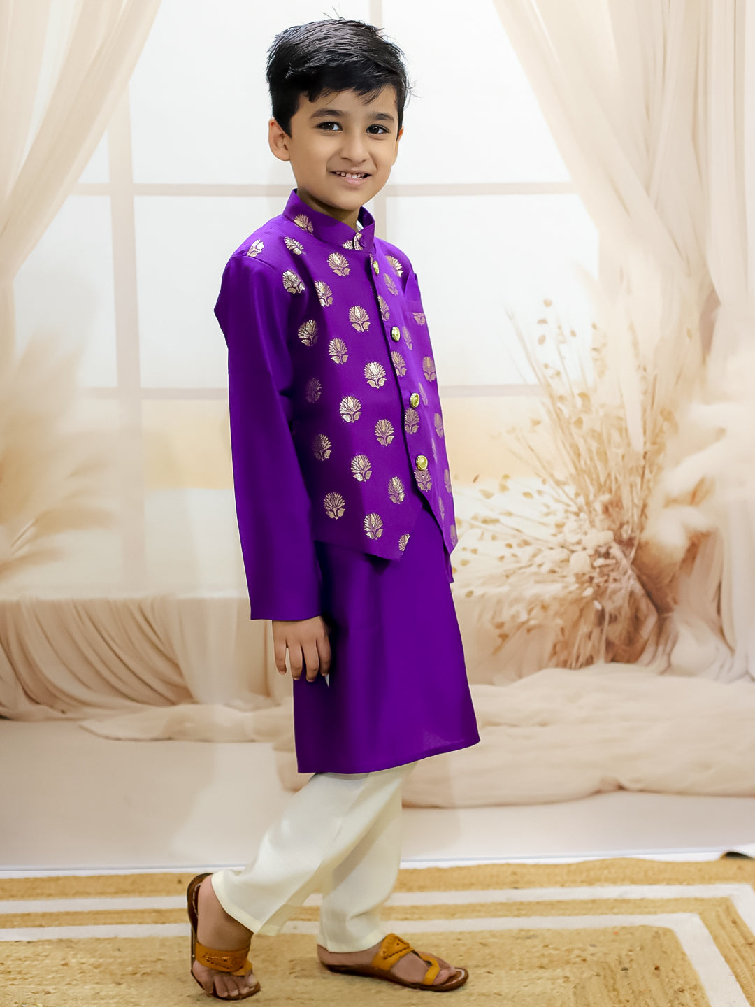 Kurta Pajama Set for Boys - Purple | BR24KP71PRA | DesiQlo