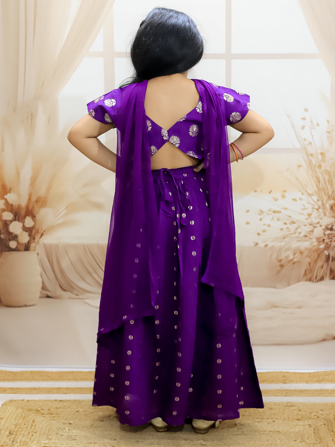 Lehenga Choli Set for Girls - Purple | BR24LC77PRA | DesiQlo