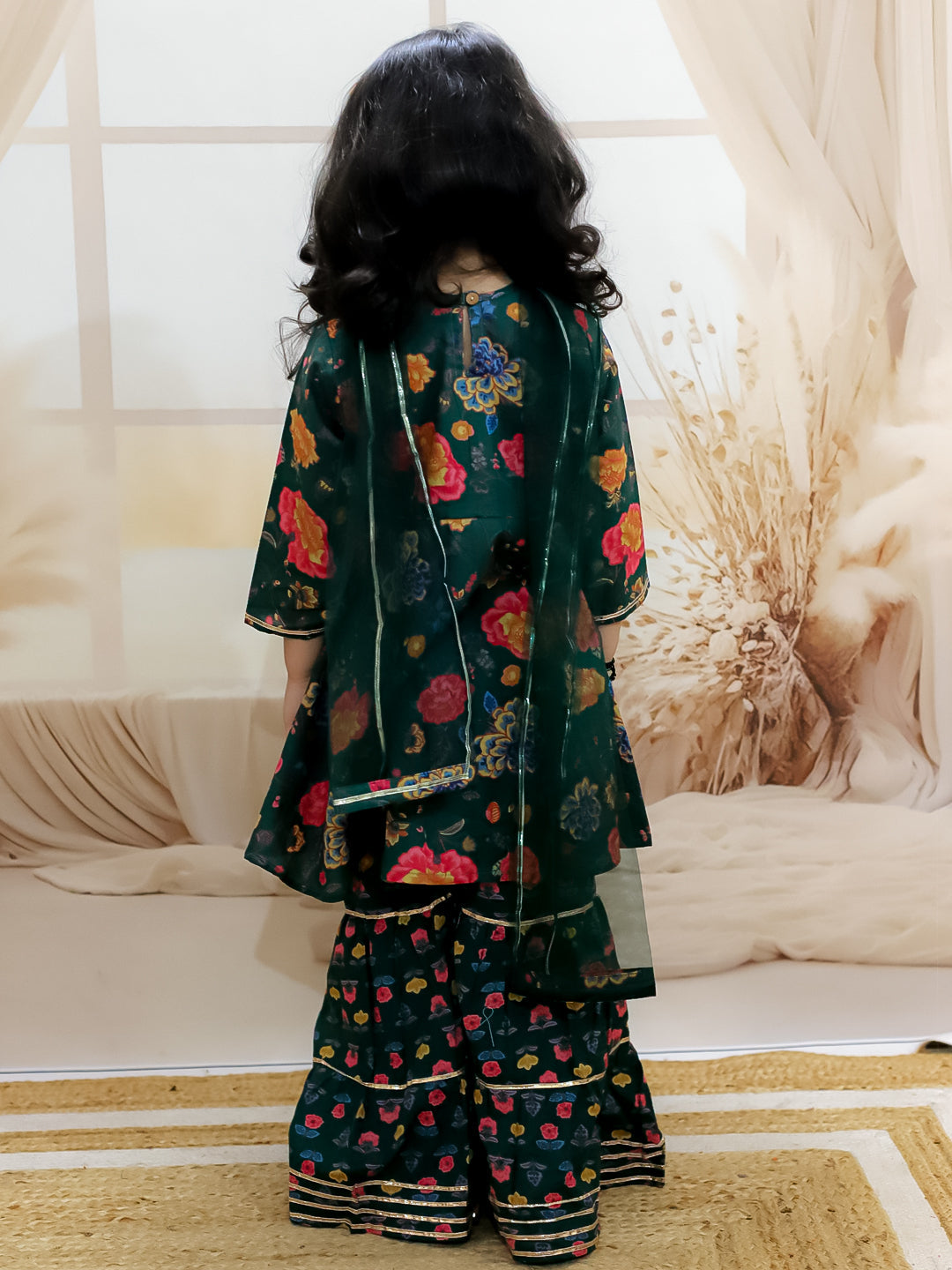 Ethnic Suit Set for Girls - Green | BR24SU58GRA | DesiQlo