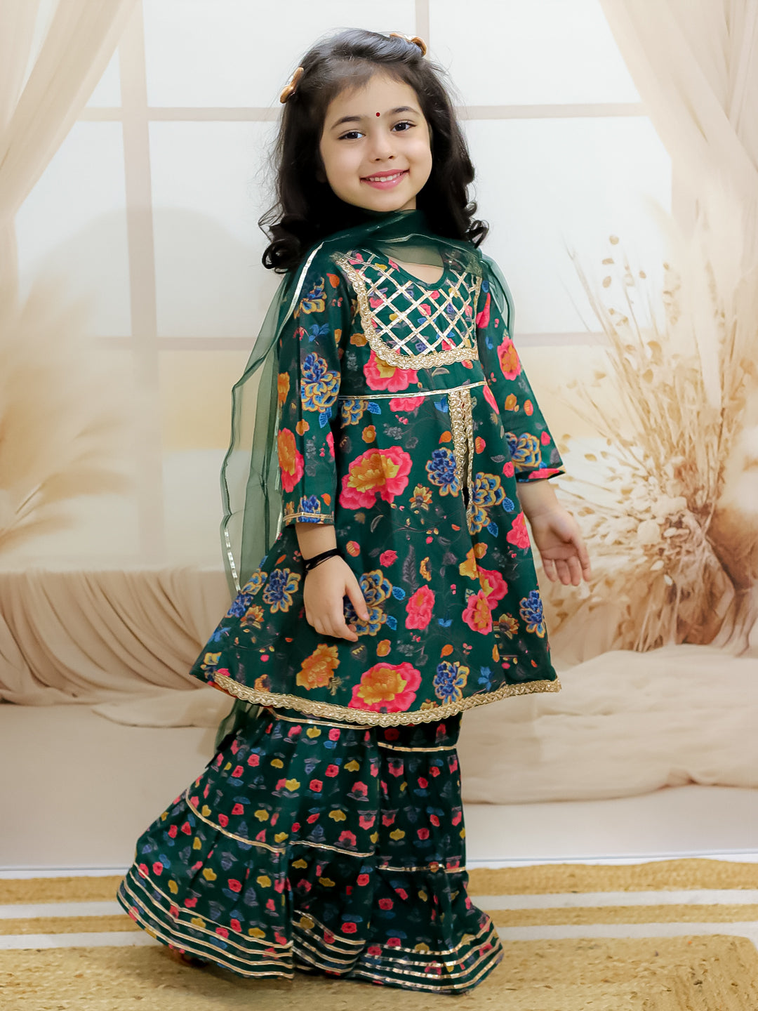 Ethnic Suit Set for Girls - Green | BR24SU58GRA | DesiQlo
