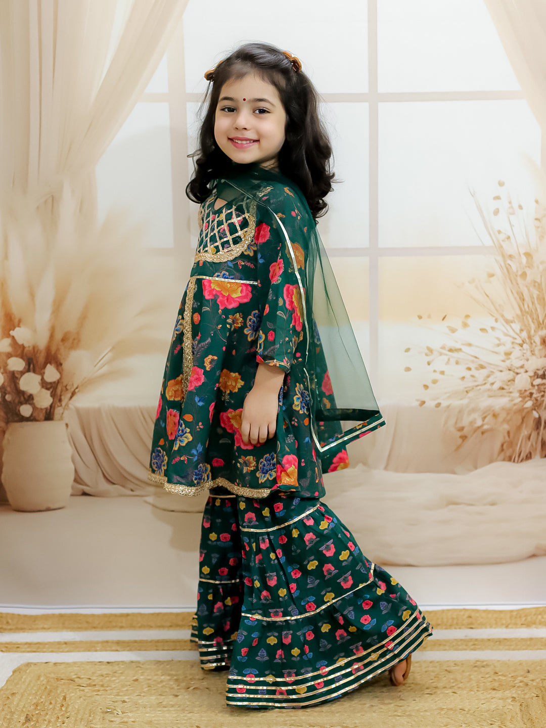 Ethnic Suit Set for Girls - Green | BR24SU58GRA | DesiQlo