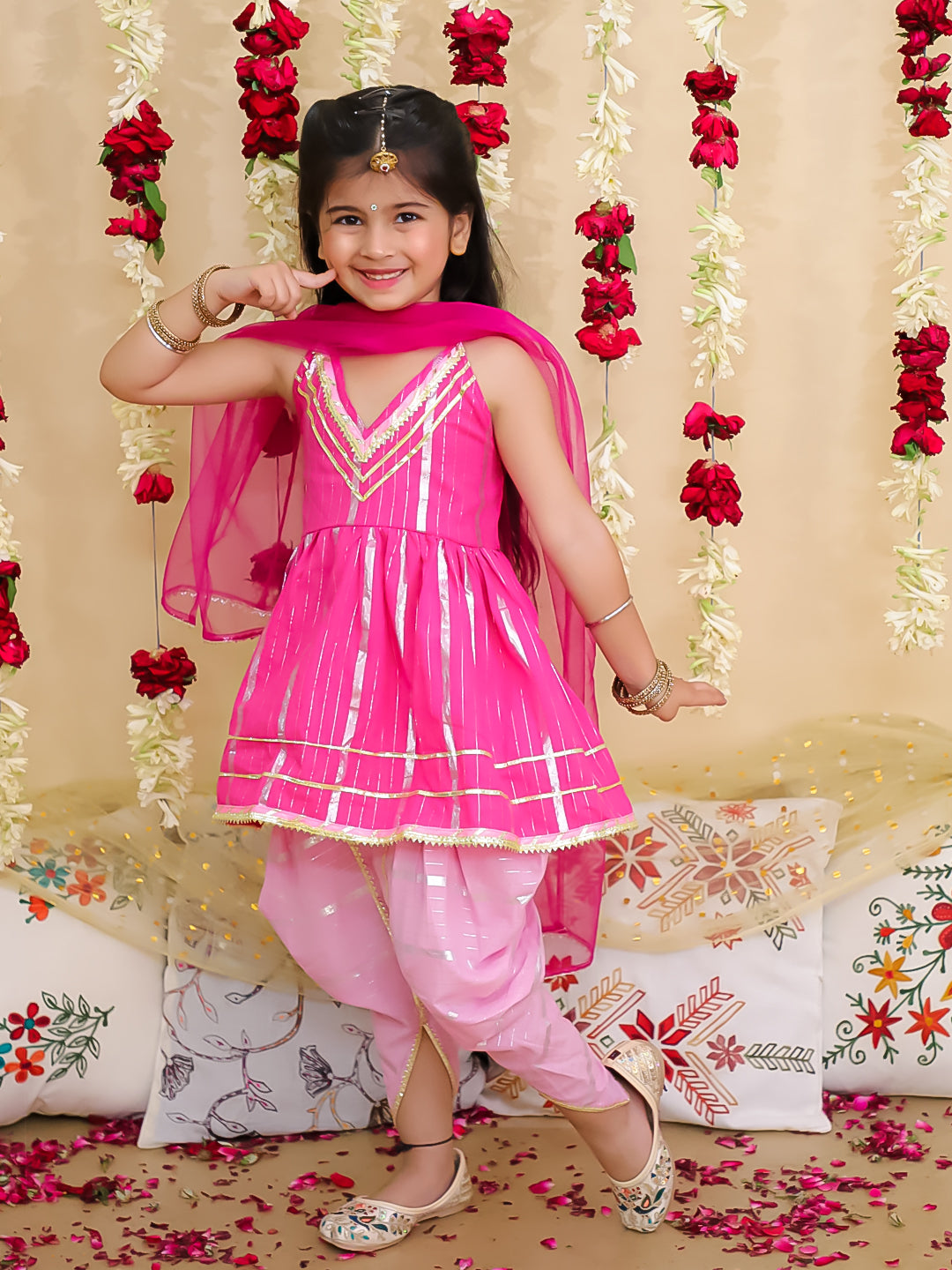 Ethnic Suit Set for Girls - Fuchsia | BS25SU13PIA