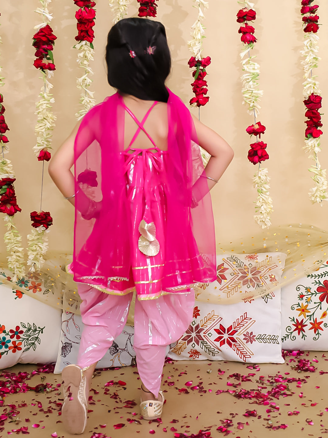 Ethnic Suit Set for Girls - Fuchsia | BS25SU13PIA | DesiQlo