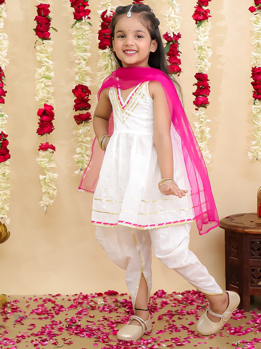 Ethnic Suit Set for Girls - Fuchsia | BS25SU13PIA | DesiQlo