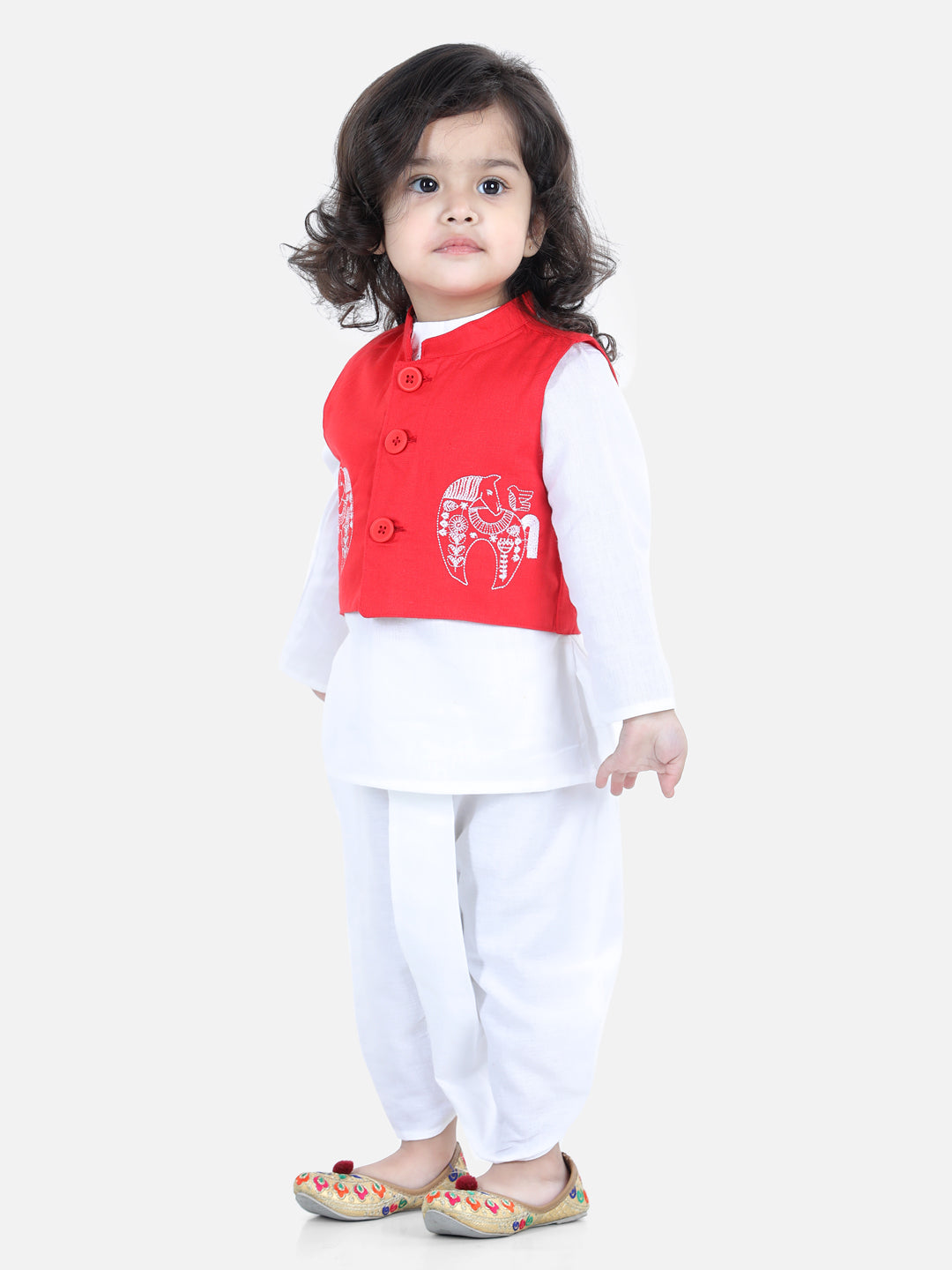 Cotton Flax Dhoti Kurta Set for Boys - Red | BS22DK35RDC | DesiQlo