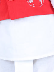 Cotton Flax Dhoti Kurta Set for Boys - Red | BS22DK35RDC