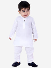 Cotton Kurta Pajama Set for Kids - White | BS22KP22WHA